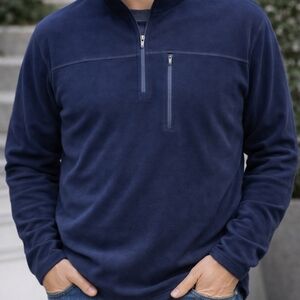 Croft & Barrow Men’s XL Lightweight Fleece Pullover Navy Blue Stretch